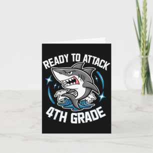 Ready to attack 4th grade shark funny back to card