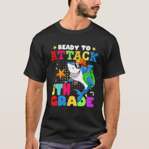 Ready To Attack 5Th Grade Funny Shark Back To Scho T-Shirt