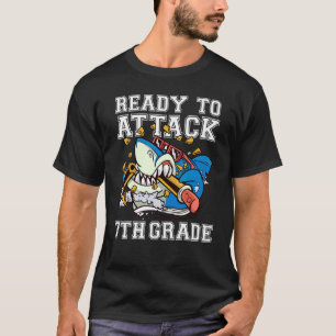 Ready To Attack 7th Grade Boys Shark  Back To Scho T-Shirt