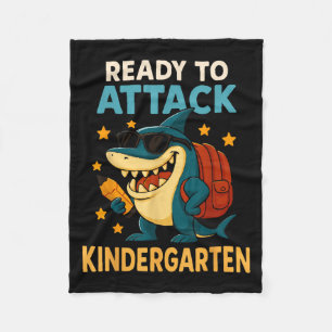 Ready To Attack Kindergarten Shark Back To School  Fleece Blanket