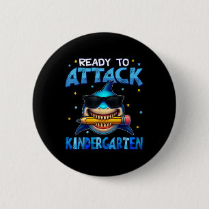 Ready To Attack Kindergarten Shark First Day Of Sc 6 Cm Round Badge