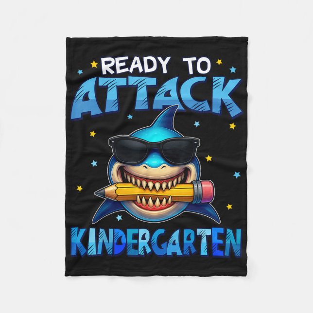 Ready To Attack Kindergarten Shark First Day Of Sc Fleece Blanket (Front)