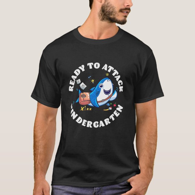 Ready To Attack Kindergarten Shark T-Shirt (Front)