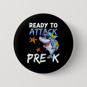 Ready To Attack Pre-k Apparel, Back To School Shar 6 Cm Round Badge