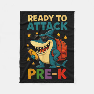 Ready To Attack Pre-k Preschool Shark Back To Scho Fleece Blanket