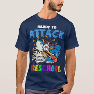 Ready To Attack Preschool Boys Shark Funny Back To T-Shirt