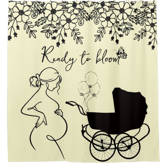 Ready to Bloom Baby Shower Backdrop Curtain (Front)