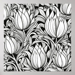 Ready To Colour Groovy Tulips Poster