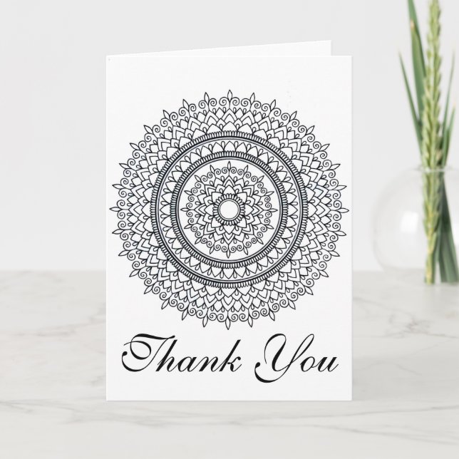Ready To Colour Intricate Mandala Thank You Card (Front)