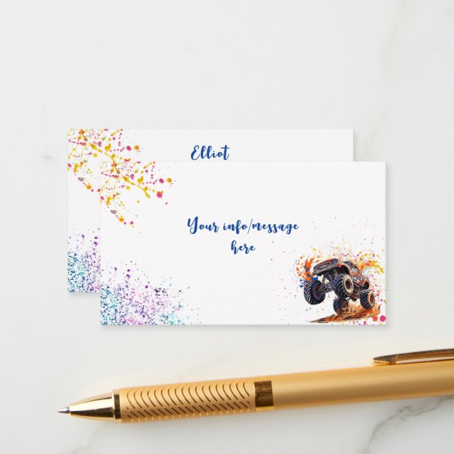 Ready to crash monster truck birthday enclosure card (Front/Back In Situ)