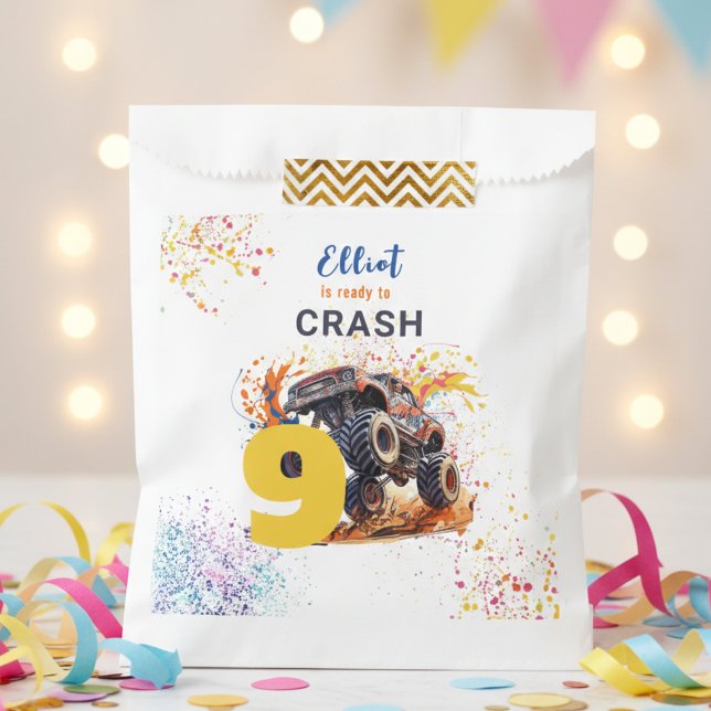 Ready to crash monster truck birthday favour bag (Creator Uploaded)