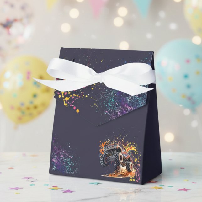 Ready to crash monster truck dark birthday favour box (Creator Uploaded)