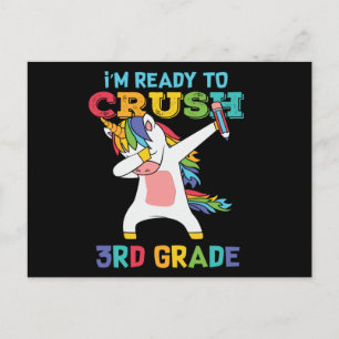 Ready to Crush 3rd Grade Cute Unicorn School Kids Postcard