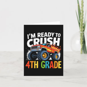 Ready To Crush 4th Grade Boys Monster Truck Back T Card
