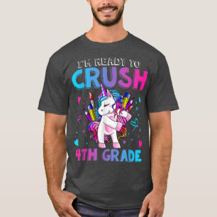 Ready to Crush 4th Grade Flossing Unicorn Back To T-Shirt