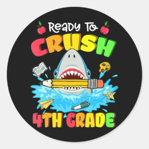 Ready To Crush 4th Grade Shark Back To School Boys Classic Round Sticker