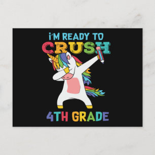 Ready to Crush 4th Grade Unicorn Back to School Postcard
