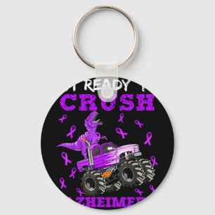 Ready to Crush Alzheimers Dinosaur Truck Boys Key Ring