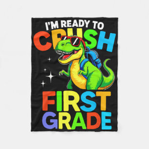 Ready To Crush First Grade 1st Day Of School Dinos Fleece Blanket