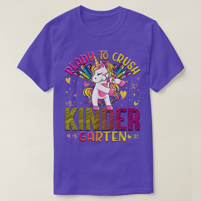 Ready to Crush Kindergarten Back To School Unicorn T-Shirt (Design Front)