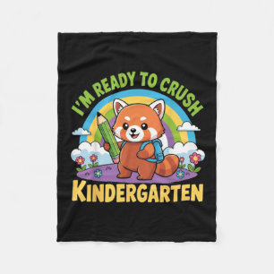 Ready To Crush Kindergarten - Cartoon Red Panda Fleece Blanket