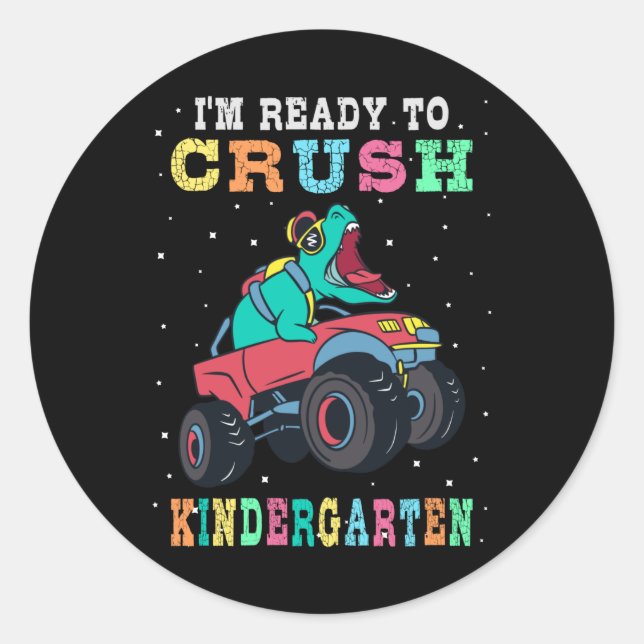 Ready to crush kindergarten classic round sticker (Front)