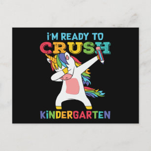 Ready to Crush Kindergarten Cute Unicorn School  Postcard