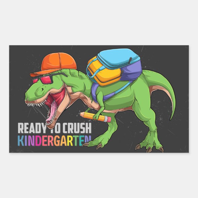 Ready to crush Kindergarten Dinosaur  Rectangular Sticker (Front)