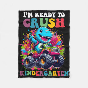 Ready To Crush Kindergarten Dinosaur Truck Design  Fleece Blanket