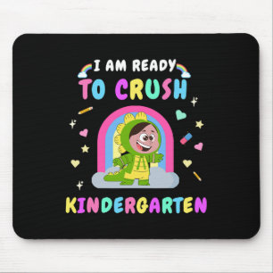 Ready To Crush Kindergarten Girl Dinosaur Back To  Mouse Pad