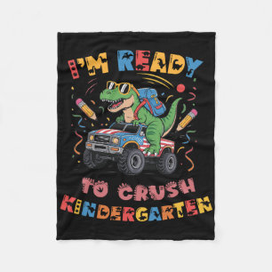 Ready To Crush Kindergarten Monster Truck Boys T-r Fleece Blanket