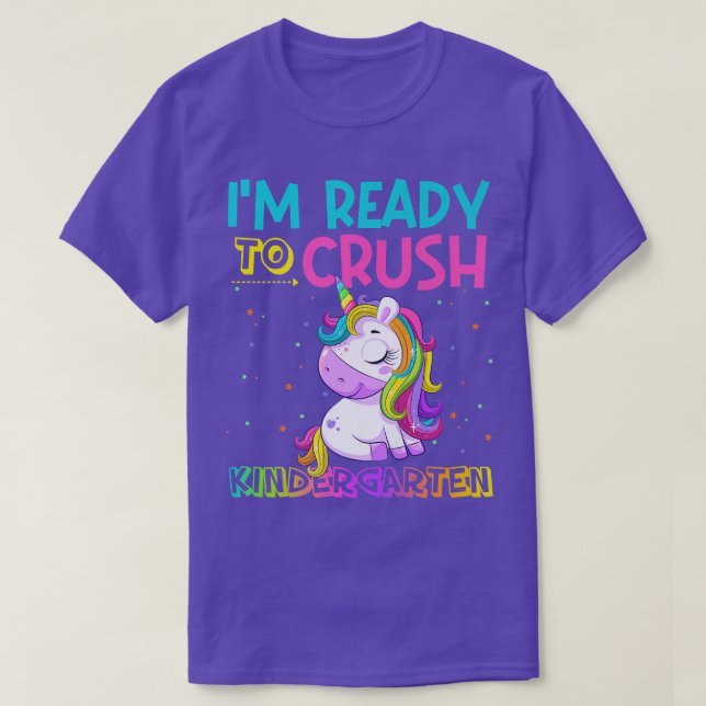 Ready To Crush Kindergarten Unicorn Back To School T-Shirt (Design Front)