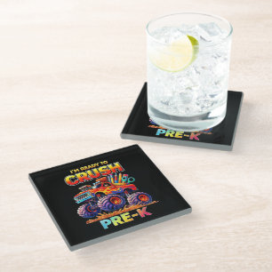 Ready to Crush Pre-K Monster Truck Back to School Glass Coaster