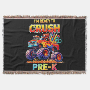Ready to Crush Pre-K Monster Truck Back to School Throw Blanket