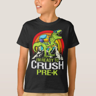 Ready To Crush Pre-k Retro Back To School Dinosaur T-Shirt