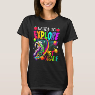 Ready To Explore 1st Grade Skating Astronaut Back T-Shirt