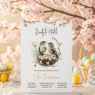 Ready to Hatch! Cute Nesting Birds Baby Shower Invitation