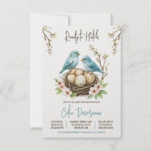 Ready to Hatch!  Cute Nesting Birds Baby Shower Invitation