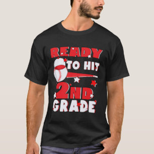 Ready To Hit 2Nd Grade Baseball Teacher Kids Back  T-Shirt