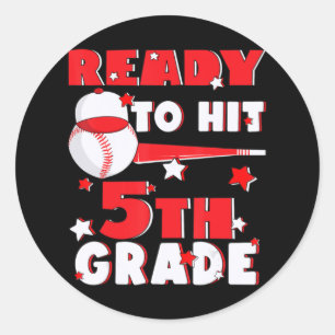 Ready To Hit 5th Grade Baseball Teacher Kids Back Classic Round Sticker