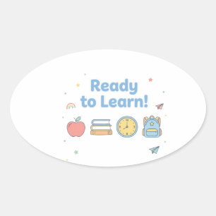 Ready to Learn – Cute Back‑to‑School Sticker Oval