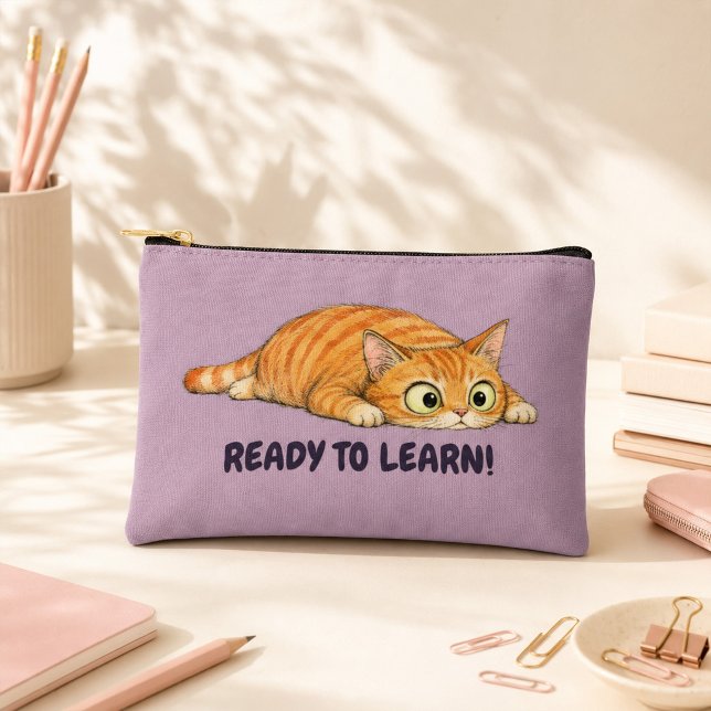 Ready to Learn Funny Orange Cat Mauve Pencil Case Accessory Pouch (Ready to Learn Funny Orange Cat Mauve Pencil Case Accessory Pouch)