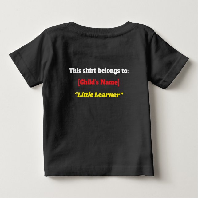 "Ready to Learn, Ready to Shine!" – Cute Kindergar Baby T-Shirt (Back)