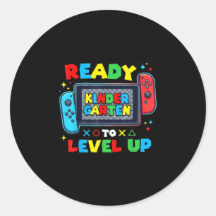 Ready to level up gamer kindergarten boys back to classic round sticker