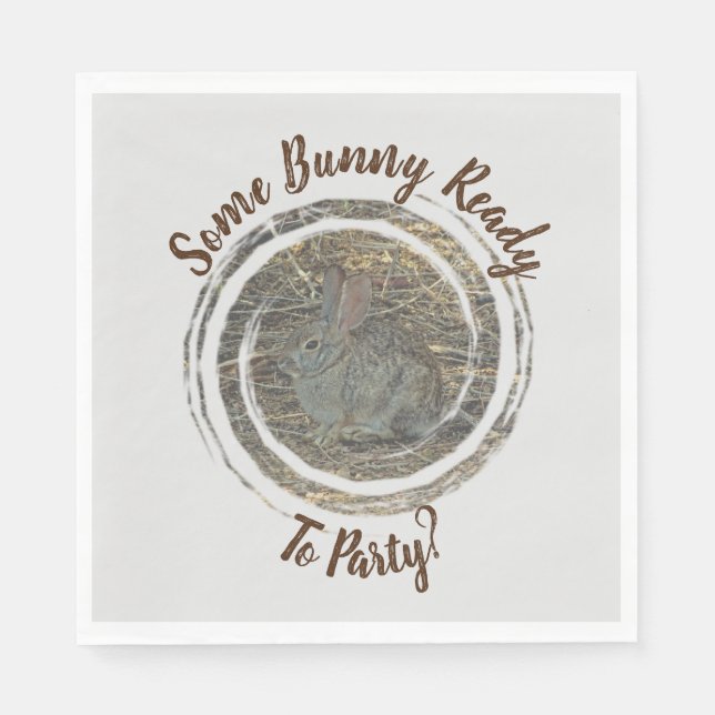 Ready To Party Brown Bunny Pun Humour Gathering Napkin (Front)