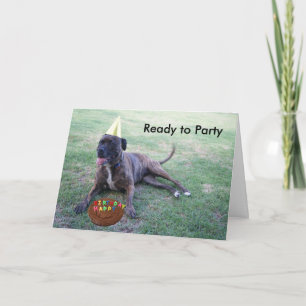 Ready to Party with Birthday Dog and Brownie Cake Card