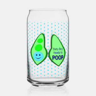 Ready to Poop Baby Boy Blue Pea Can Glass