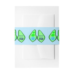 Ready to Pop Baby Boy Blue Pea Baby Shower Invitation Belly Band