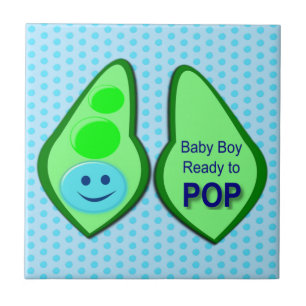 Ready to Pop Baby Boy Blue Pea Ceramic Tile