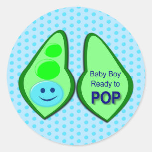 Ready to Pop Baby Boy Blue Pea Classic Round Sticker